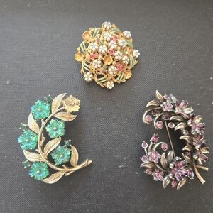 Hollycraft Florenza Coro Signed Vintage Craft Repair Lot Brooches Flaw High End